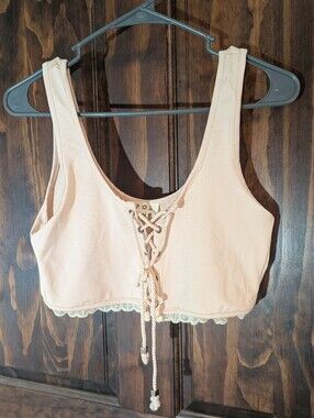 Beige Tie Bralette / Crop Top